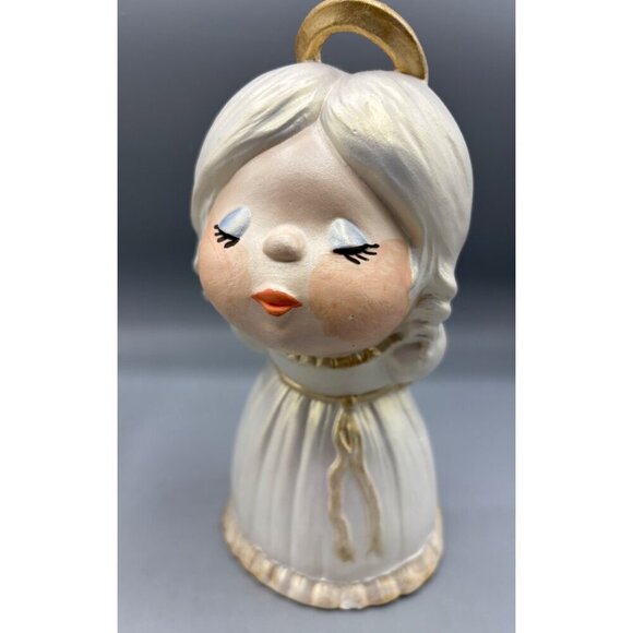 Vtg 1982 2 Pc Ceramic Kissing Angel Figurines Set Lamb Hand Painted Girl Boy - Picture 4 of 7